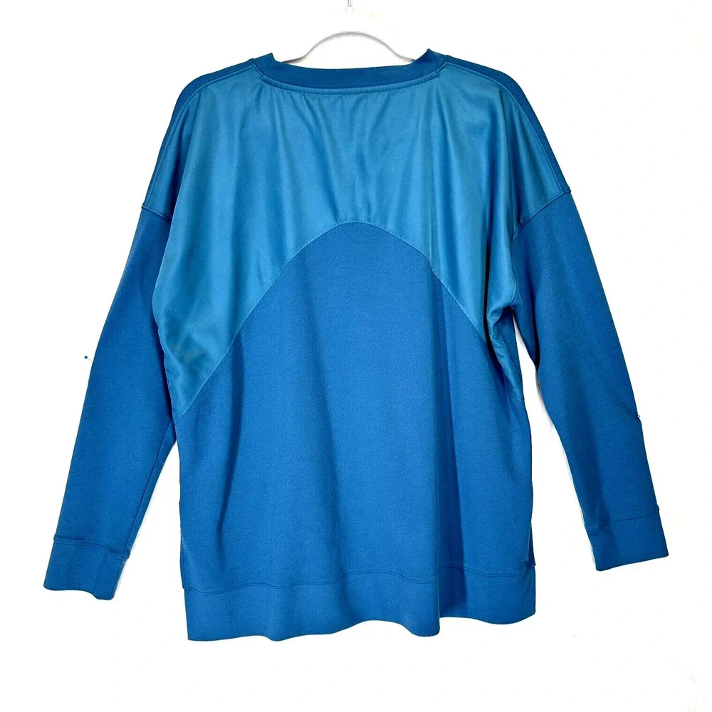 Under Armour Sweatshirt Womens L Turquoise Blue Hi Low Hem Crew Neck Side Pocket - Picture 2 of 9